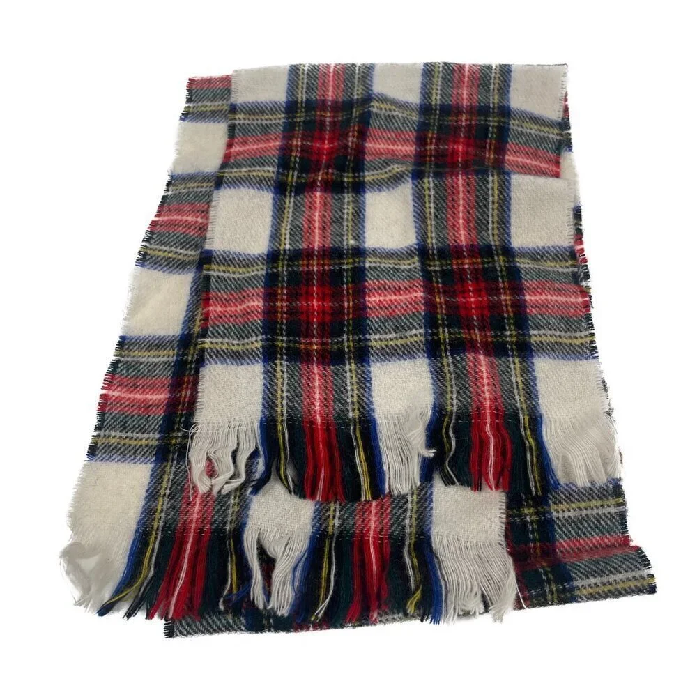 Highland Home Lambswool Vintage 100% Wool Plaid Scarf